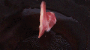 鍋中倒入橄欖油燒熱，放入淡火腿小火煸炒至打卷狀態(tài)。